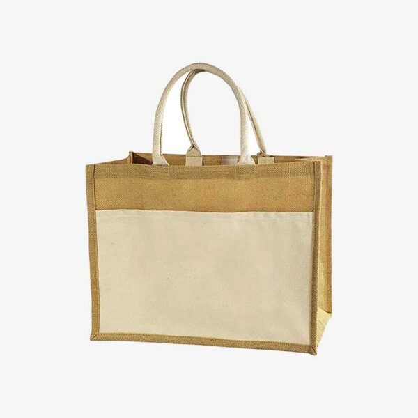 Jute Shopping Bag - Jute Cotton Front Pocket Zipper